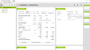 Screenshot der Vertec Honorarnoten-Ansicht: Die Detailseite zeigt Aufwand, Stundensatz, Leistungsbeträge, Rabatt, MwSt und Gesamttotal für ein Mandat – mit Schaltflächen zum Verrechnen und Bearbeiten.